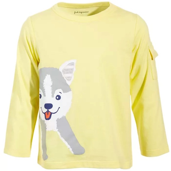 First Impressions Toddler Boy Husky Pup Long-Sleeve T-Shirt (Sundrop/Yellow, 2T) - Picture 1 of 7